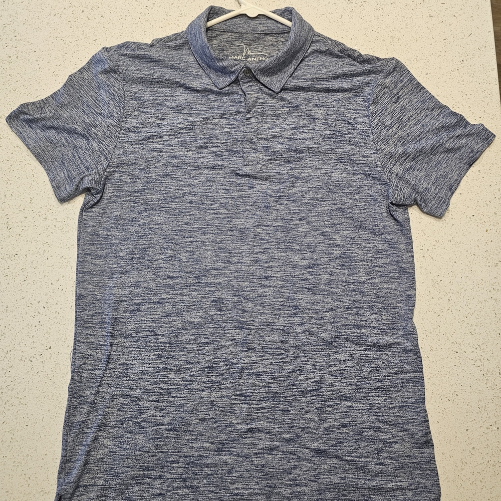 Marc Anthony Heathered Blue Polo Shirt